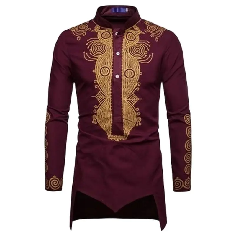 Uomo Nero Hommes Caftano Musulman Kurta Abbigliamento Musulmano Indiano Camicia Musulmana Stile Europeo Uomo Doratura Manica Lunga Novità Top