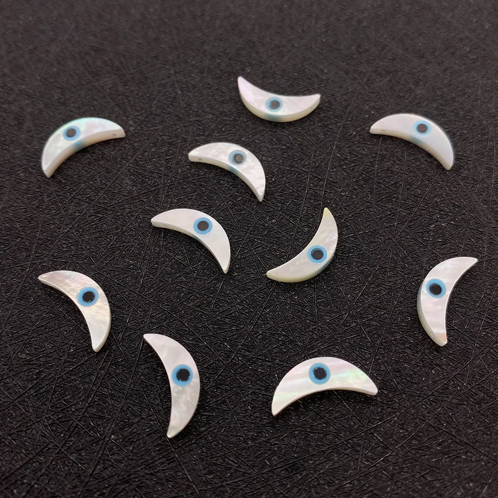 Perle Di Conchiglia Di Acqua Di Mare Naturale Blu Greco Malocchio Charms Per Gioielli Fai Da Te Collana Braccialetto Occhio Turco Luna Accessori