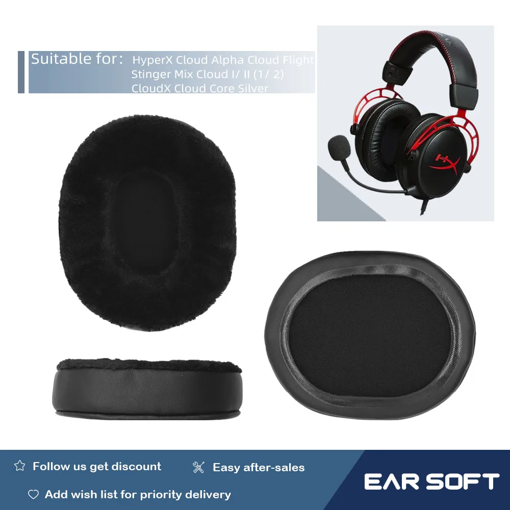 Cuscinetti Auricolari Di Ricambio Earsoft Per Hyperx Cloud Alpha Cloud Flight Stinger Mix Cloud I/ Ii (1/2) Cloudx Cloud Core Silver