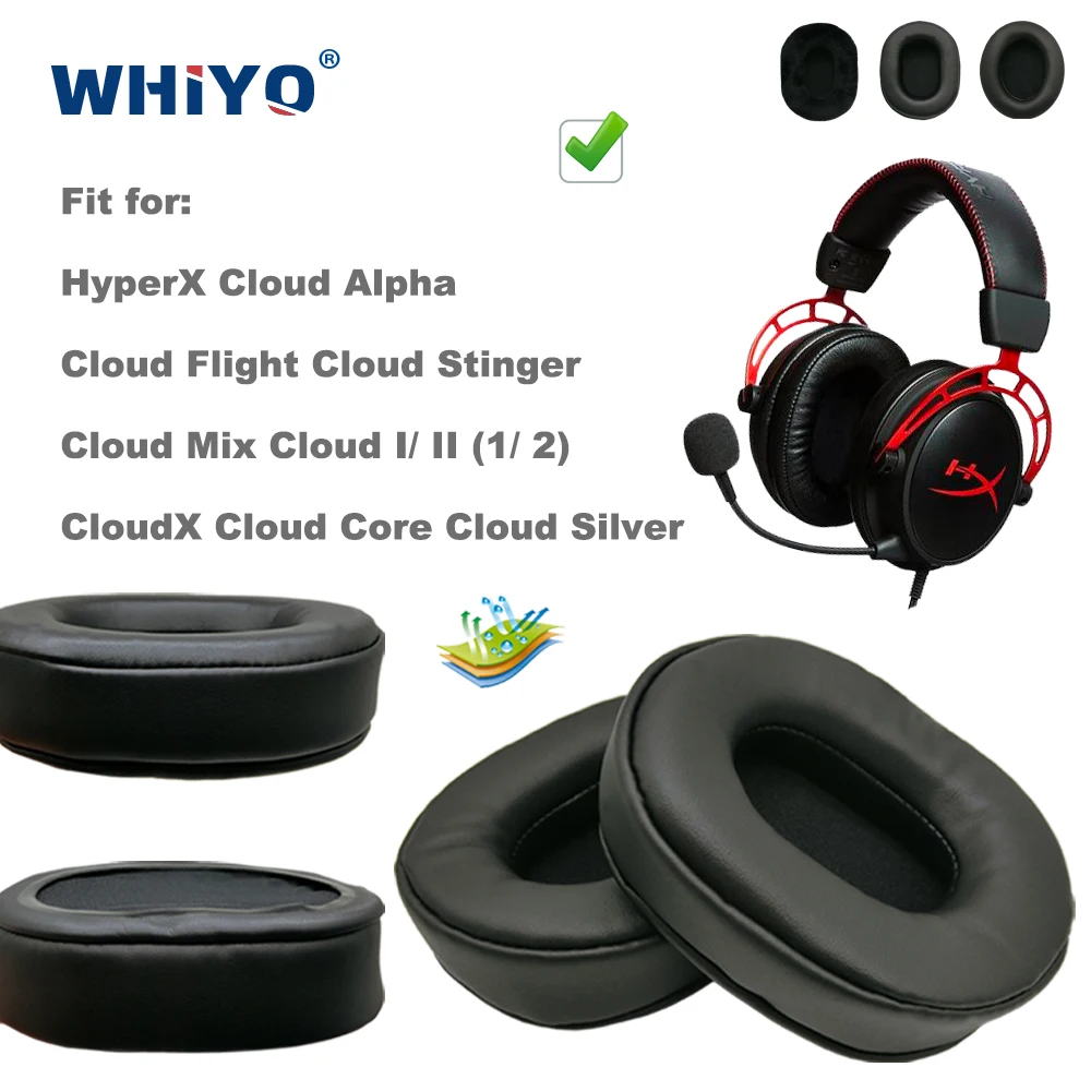 Auricolari Di Ricambio Per Hyperx Cloud Alpha Cloud Flight Stinger Mix Cloud I/ Ii (1/2) Cloudx Cloud Core Paraorecchie Argento