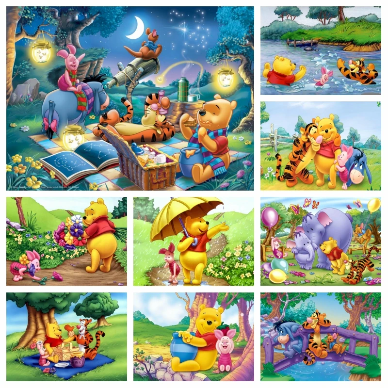 Molte Avventure Di Winnie The Pooh Diamond Art Painting Kit Disney Cartoon Tiger Eeyore Kanga Friends Mosaic Cross Stitch Decor
