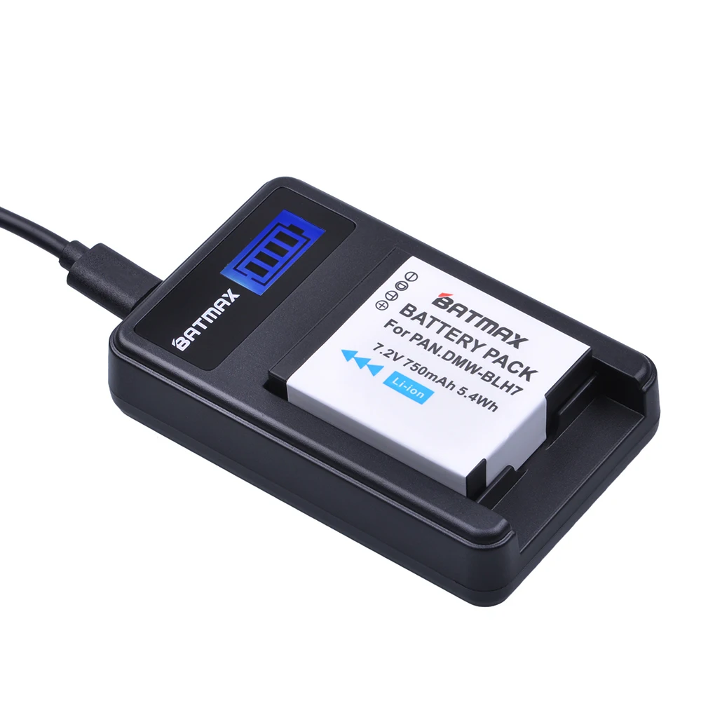Batmax 1Pc Dmw-Blh7 Dmw-Blh7Pp Dmw-Blh7E Batteria + Usb Lcd Caricabatterie Per Panasonic Lumix Dmc-Dmc-Gm1 Gm1 Dmc-Gm5 Gm5 Dmc-Gf7 Gf7 Dmc-Gf8
