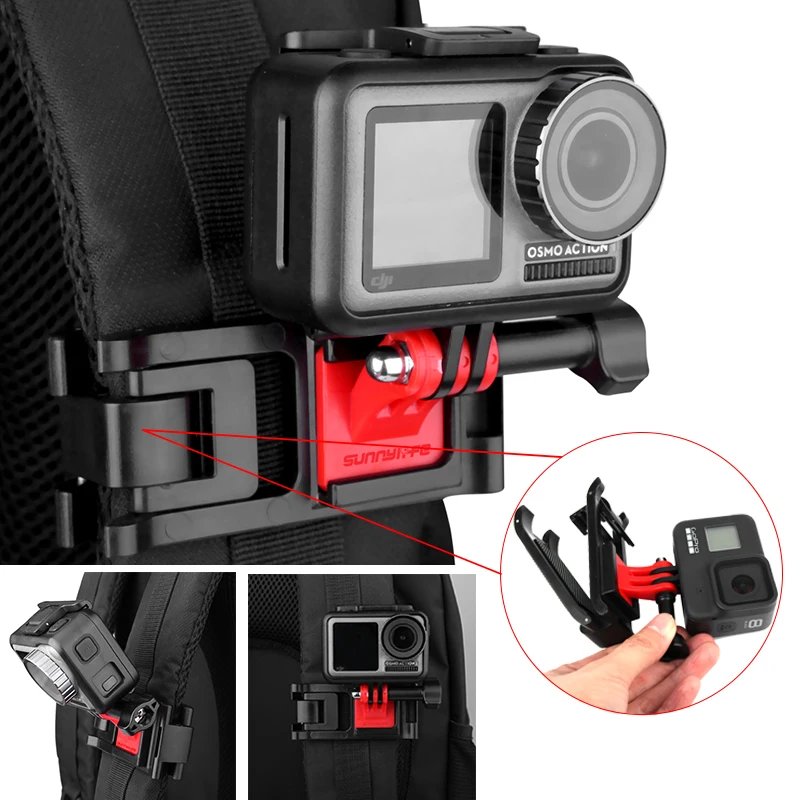 Per Gopro 8/7/6/5 Dji Osmo Action/Pocket Sports Camera Universal Backpack Clamp Action Camera Bag Clip Mount Holder Accessori