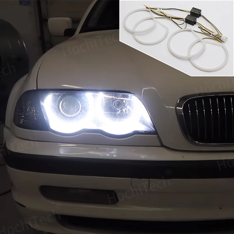 Per Bmw Serie 3 E46 Berlina Touring Wagon Coupé Compatto 1998-2005 Led Bianco Faro Halo Angel Demon Eyes Kit Angel Eyes Light