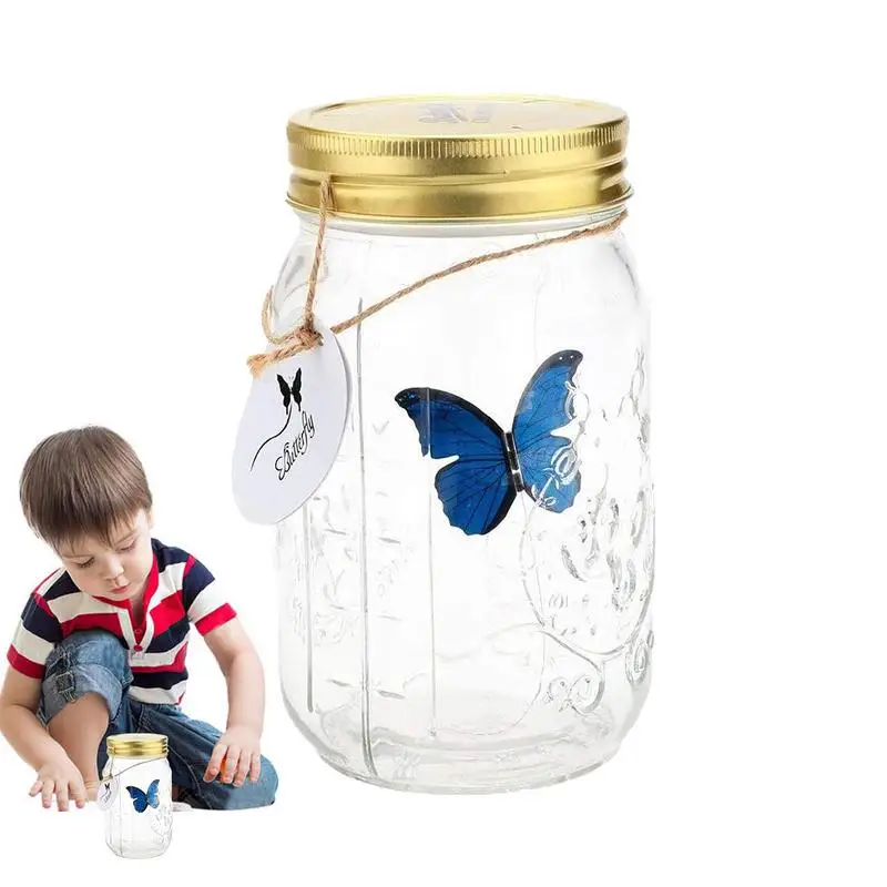 Magic Flying Butterfly Jar Butterfly Collection Jar Home Decor Butterfly Glass Mason Jar Simulazione Fly Insect Collection Bottle