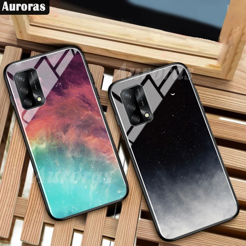 Auroras Per Realme Gt Master Edition Custodia In Vetro Temperato Full Starry Sky Design Feather Per Realme Gt 5G Cover Narzo 50A 8I Pro