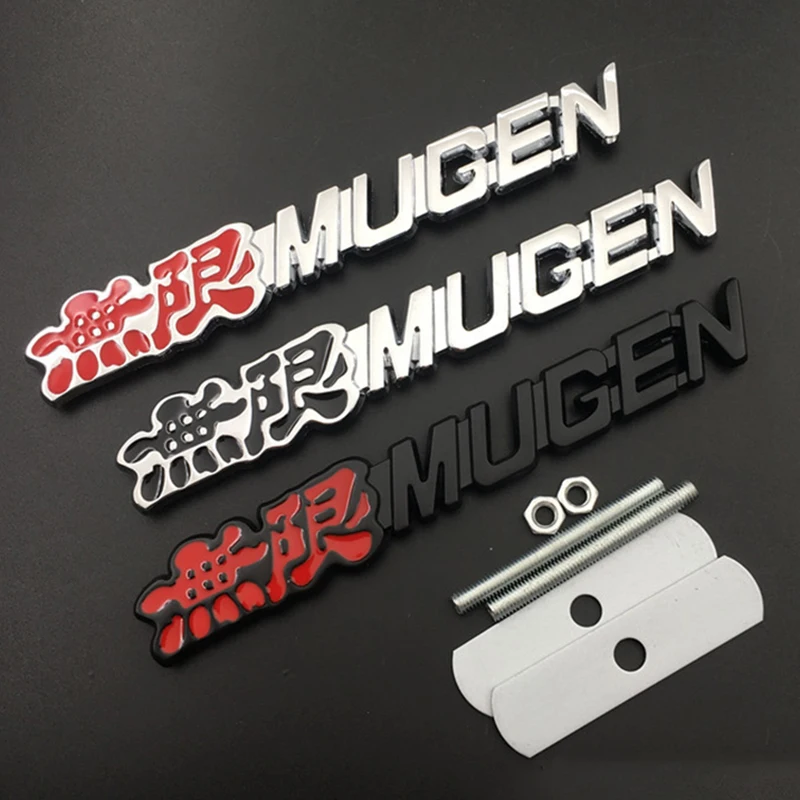 3D Metal Logo Mugen Emblem Letters Car Front Grill Badge Per Honda Civic Fn2 Accord Crx Crz Ep3 Jazz Mugen Sticker Accessori
