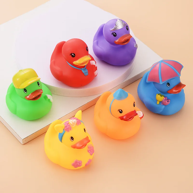 Anatre Di Gomma Giocattoli Da Bagno Per Bambini Cute Little Yellow Duck Con Squeeze Sound Soft Baby Pool Toy Compleanno Regali Di Natale Per Bambini