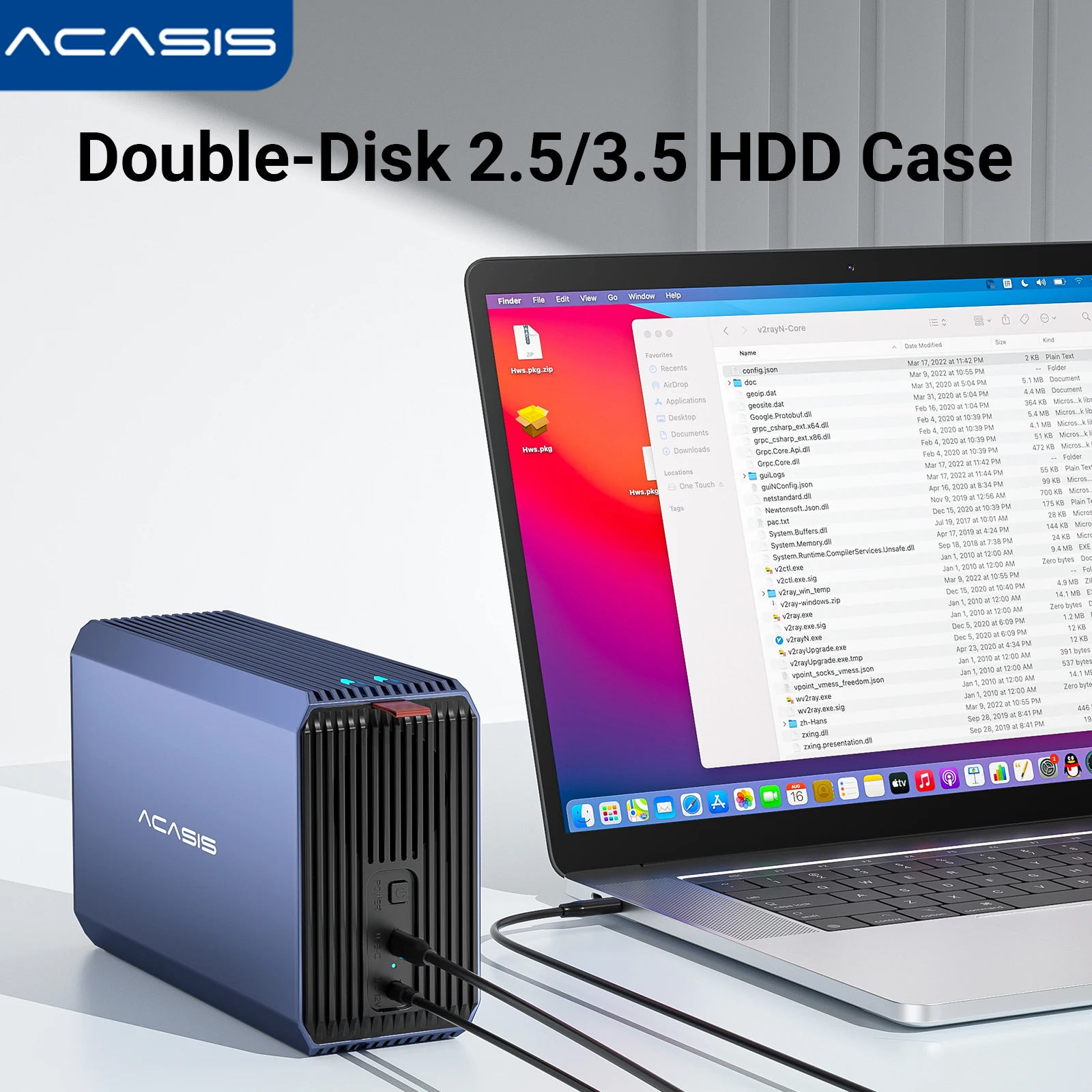 Acasis 36 Tb 2.5/3.5 Pollici Dual Bay Esterno Hard Drive Enclosure Array Cabinet Sata Hard Disk Array Con Funzione Raid Usb Box