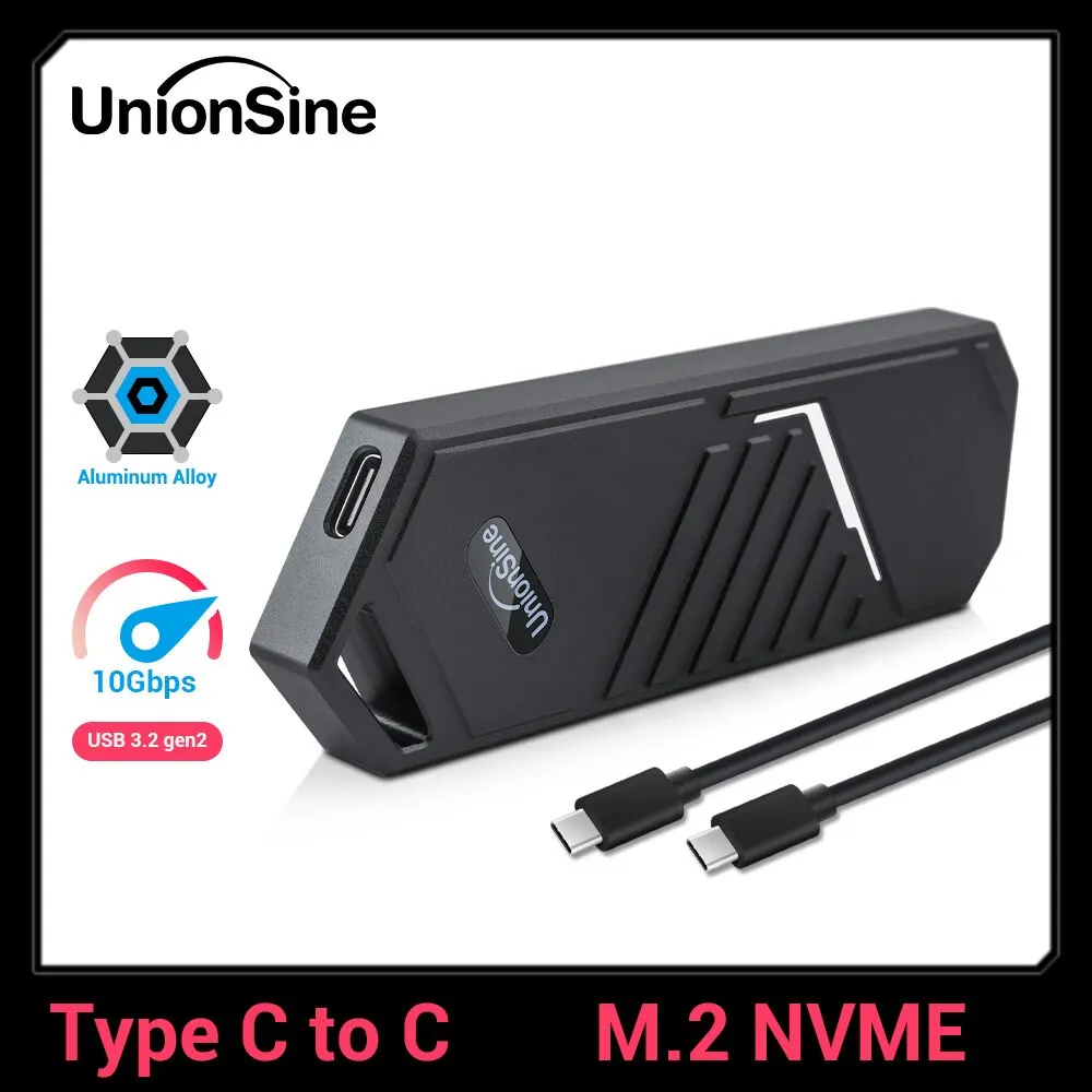 Unionsine M.2 Ssd Enclosure Nvme 10Gbps Pcie Ssd Box Per Nvme Pcie Ssd Disk Box Nvme M Key Solid State Drive Case Support Uasp