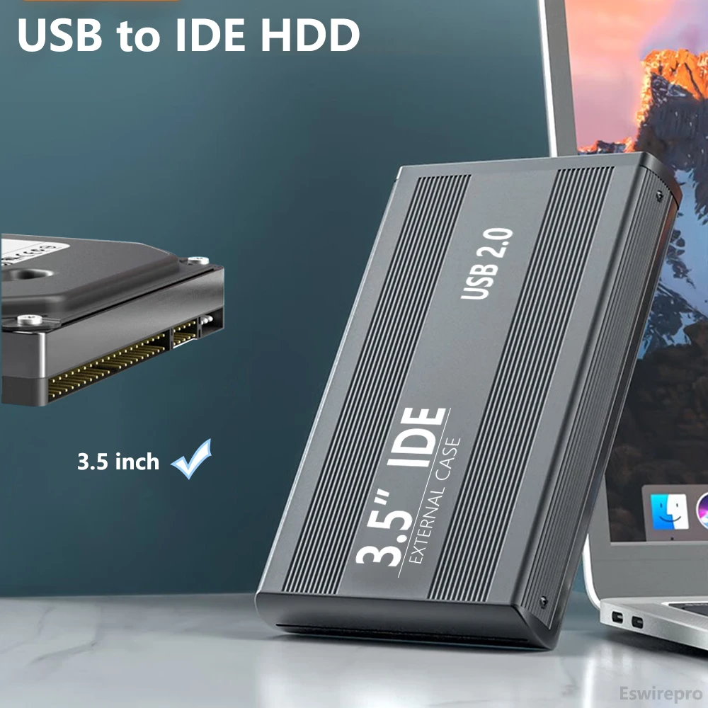 2.5 3.5 Pollici Ide Hard Disk Enclosure Ide Hdd Ssd Usb A Pata Hd Custodia Esterna In Lega Di Alluminio Hard Drive Box Con Alimentatore