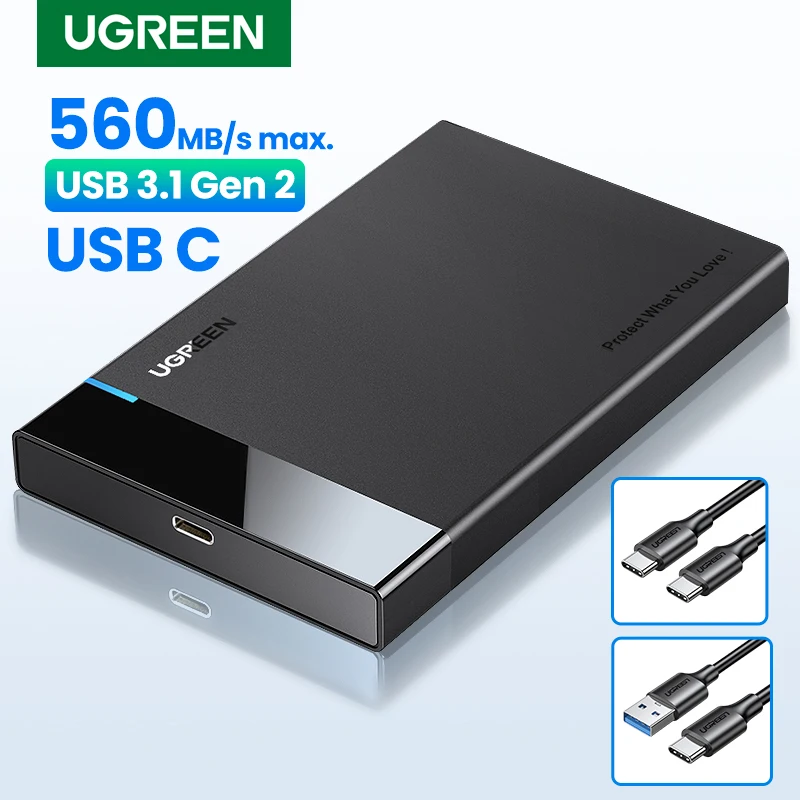 Custodia Per Hdd Ugreen Custodia Per Disco Rigido Da 2.5 ''Sata A Usb 3.0 Per Ssd Disk Hdd Box Usb C 3.1 Gen 2 Custodia Per Hdd Esterno Hd