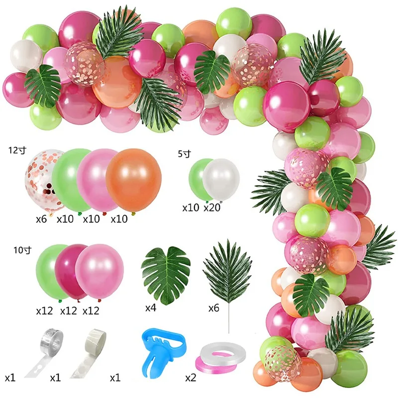 117Pcs/Set Hawaiian Flamingo Tropics Balloon Garland Arch Kit Baby Shower Wedding Balloon Arch Kits Summer Pool Party Decoration
