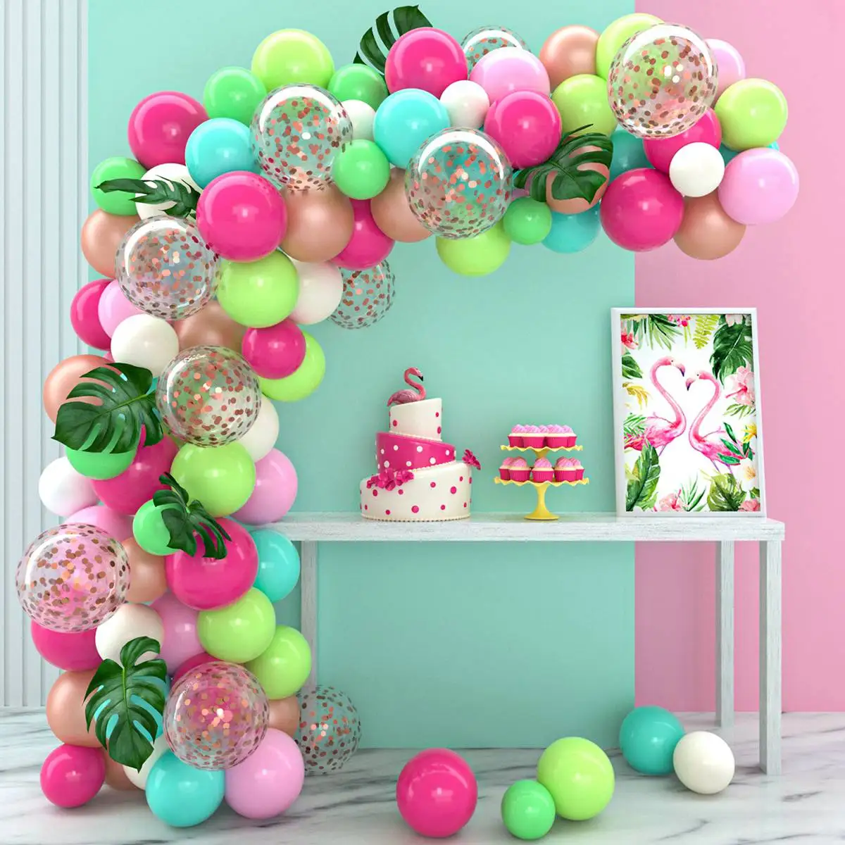 Tropical Hawaiian Balloon Garland Arch Kit Ballon Baby Shower Balloon Compleanno Summer Hawaii Flamingo Party Decor Wedding Party