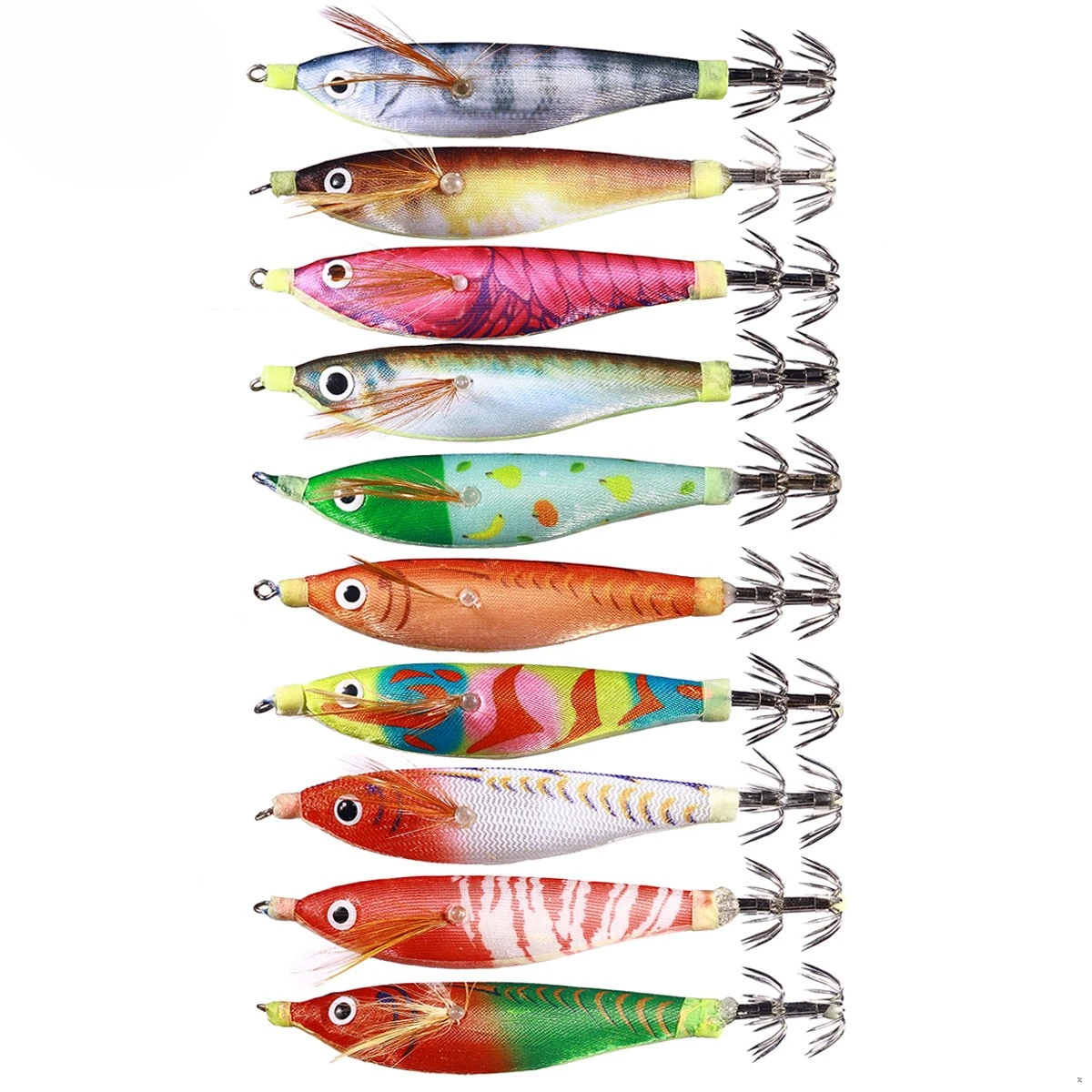 Squid Jig Lure Toto 10Cm-9.6G Squid Jigging Legno Artificiale Gamberetti Esche Squid Hook Seppie Bait Pesca In Mare