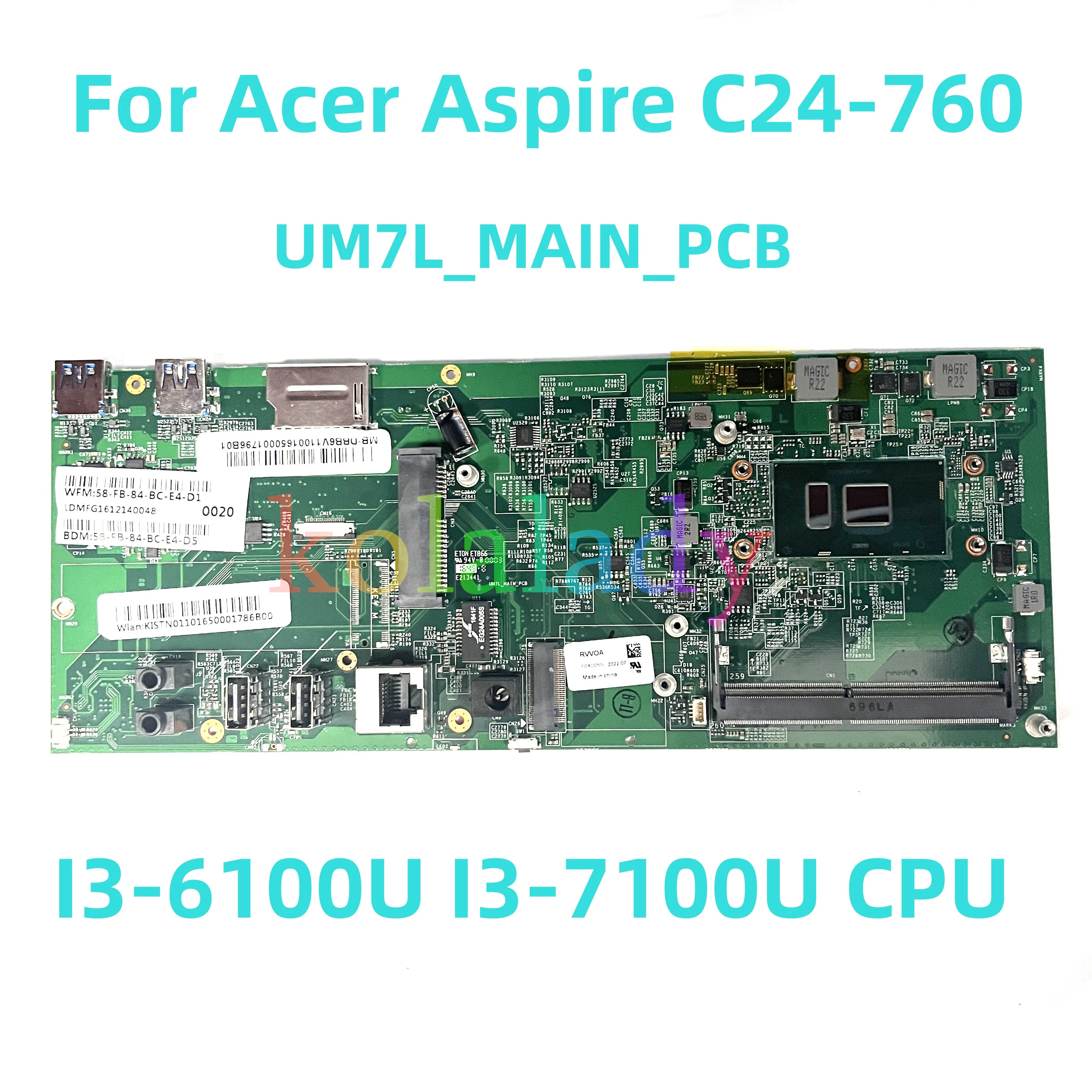 Muslimfor Acer Aspire C24-760 Scheda Madre Del Computer Portatile Con Cpu I3-6100U I3-7100U Testata Al 100% Completamente Funzionante