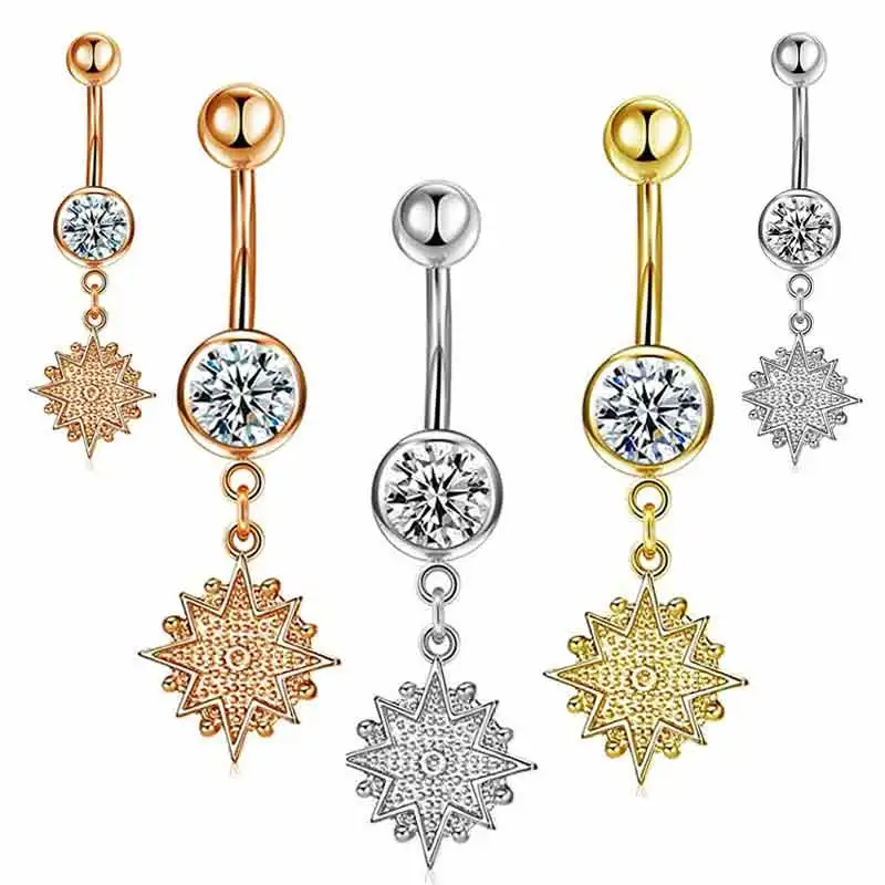 Belly Ring Bar Ombligo Rings Donna Piercing All'Ombelico In Acciaio Inossidabile Con Ciondolo In Cristallo Sexy Piercing All'Ombelico Mix All'Ingrosso