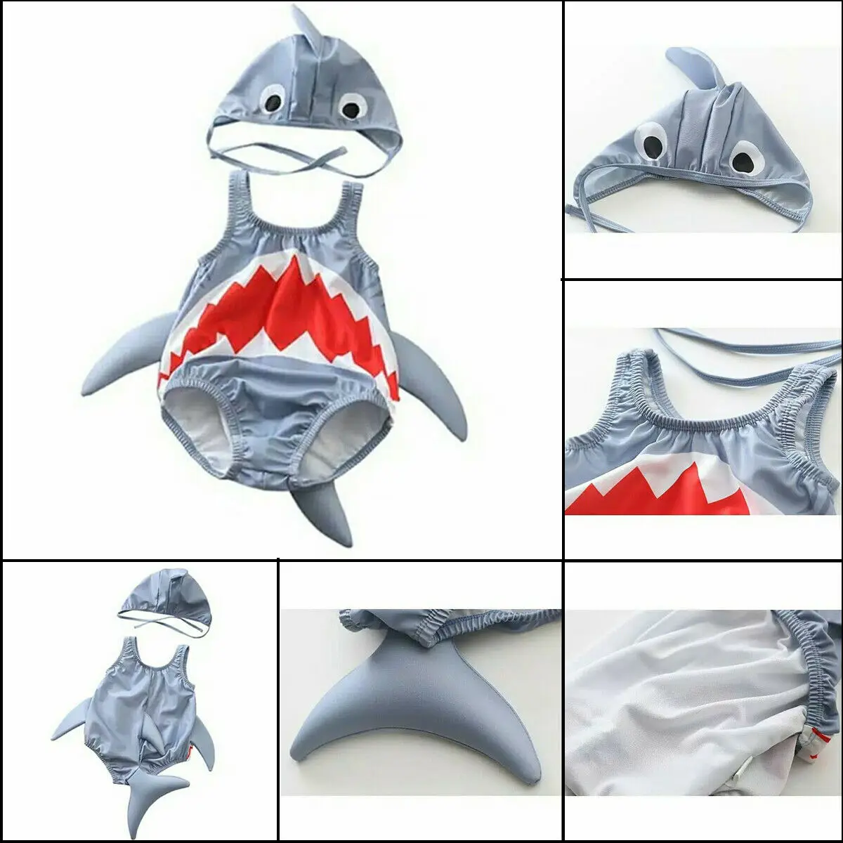 New Lovely Two Piece Shark Swimsuit Toddler Baby Kids Girls Beach Swimsuit Summer Swimwear Bikini Set Shark Costume Da Bagno