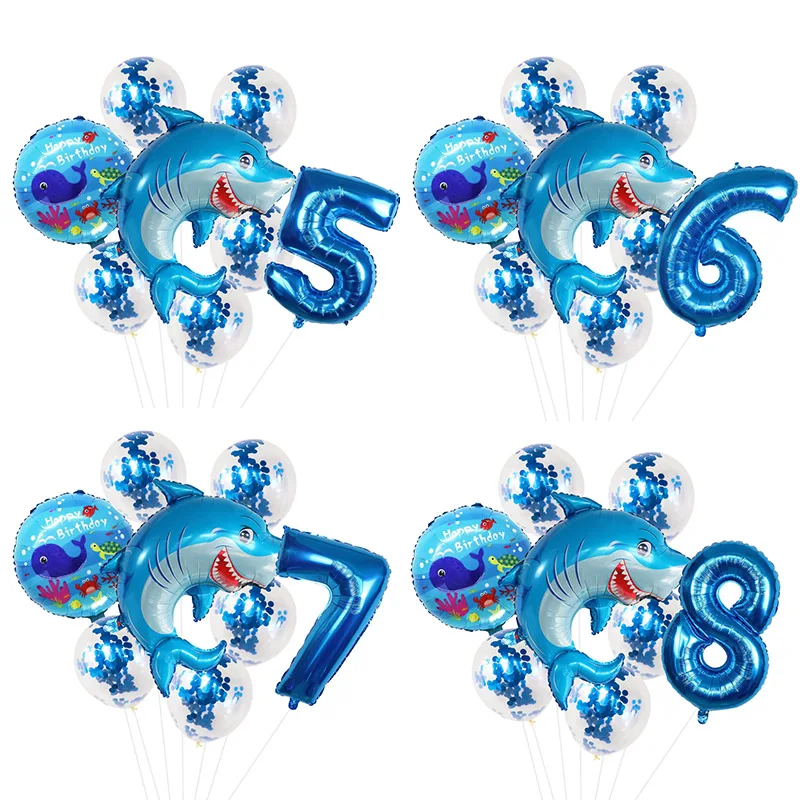 1 Set/Pacco Sea Animal Birthday Party Decorations Baby Shower Balloons Shark Dolphin Whale Octopus Cartoon Palloncini In Alluminio