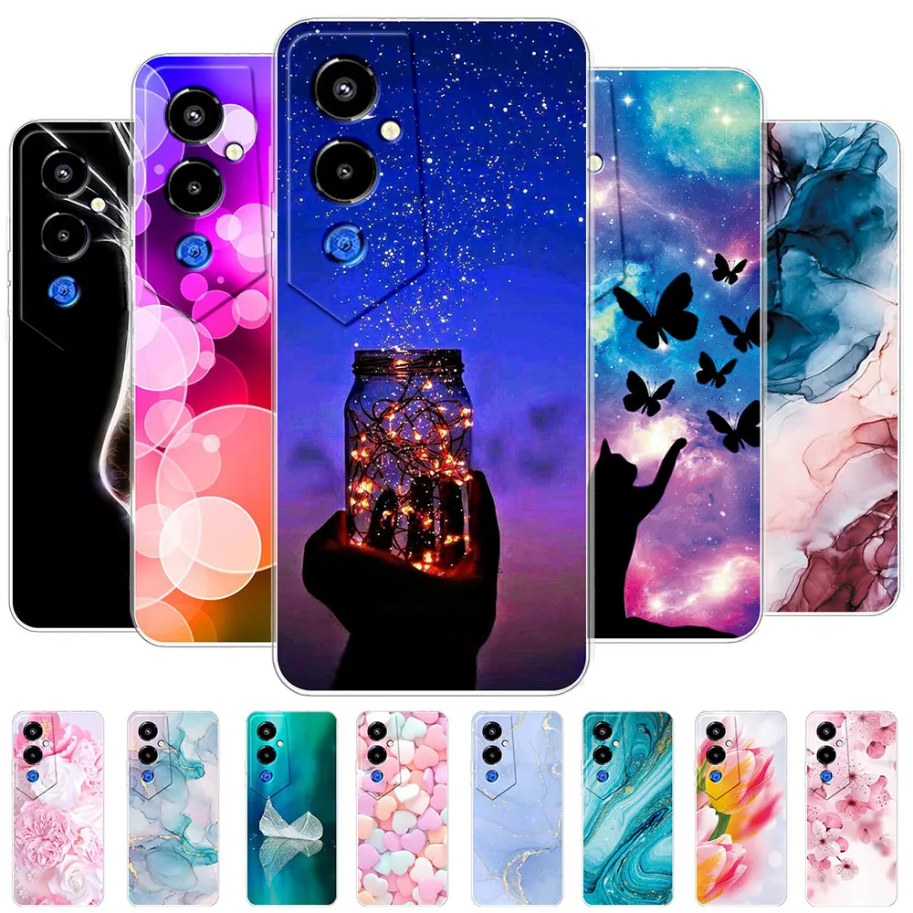 Per Tecno Pova 4 Pro Custodia Per Tecno Pova 4 Cover Posteriore In Silicone Trasparente Trasparente Per Tecno Pova4 Pro Flowers Cute Phone Bag