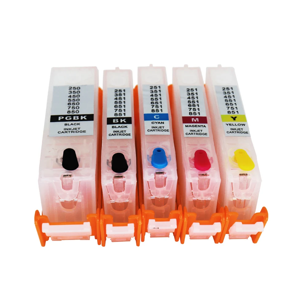 5 Colori Pgi-550 Cli-551 Cartuccia Di Inchiostro Riutilizzabile Con Arc Chip Per Canon Pixma Ip7250/Mg 6350/Mg 5450 /Mx 925/Mx 725 Stampante