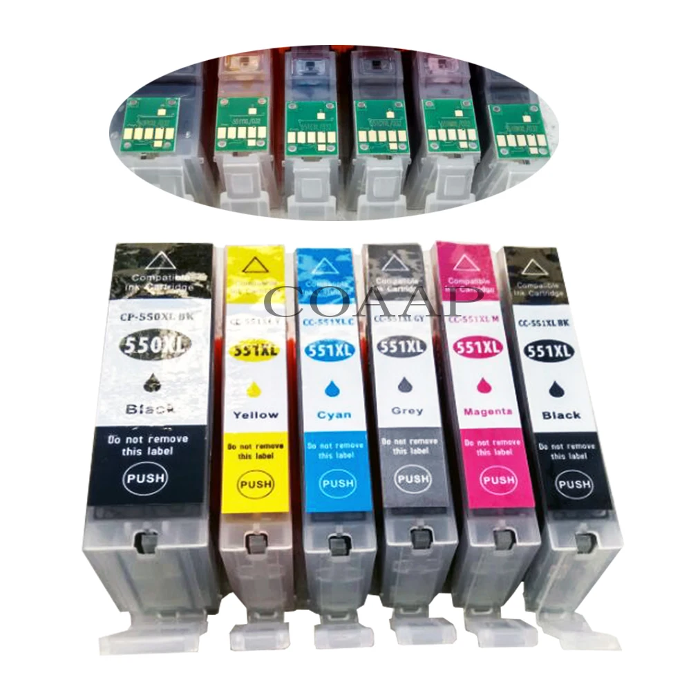 6 Compatibile Canon Pgi 550 Cli 551 Stampante Cartuccia Di Inchiostro Per Pixma Ip7250 Ip8750 + Grigio