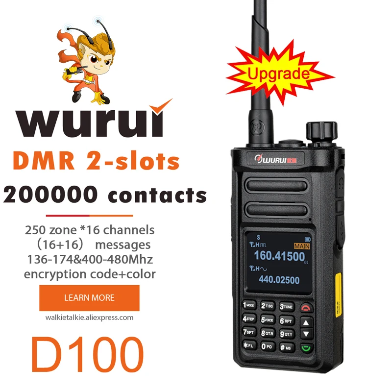 Wurui D100 Budget Dmr Digital Walkie Talkie Ham Radio Bidirezionale Comunicazione Portatile Professionale Handy Vhf Uhf Ht Pmr446 Polizia