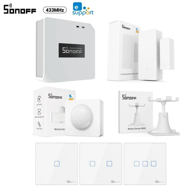Sonoff Rf Bridger2 433 Smart Hub,Dw2-Rf Sensore Per Porte E Finestre, Sensore Di Movimento Pir Rf, Sensore Wireless Per Porte/Finestre Dw2-Rf, Interru