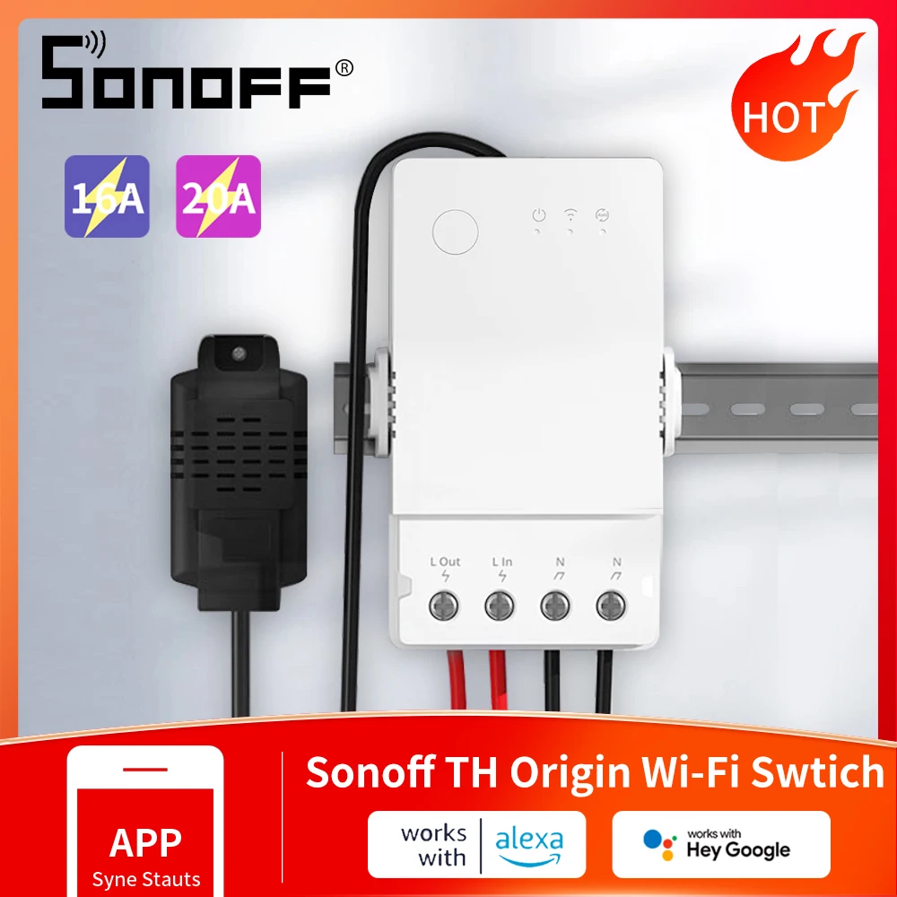 Sonoff Th Origin Wifi Switch Temperatura Umidità Monitor Switch Smart Home Controller 16A 20A Sonoff Th10/16 Versione Di Aggiornamento