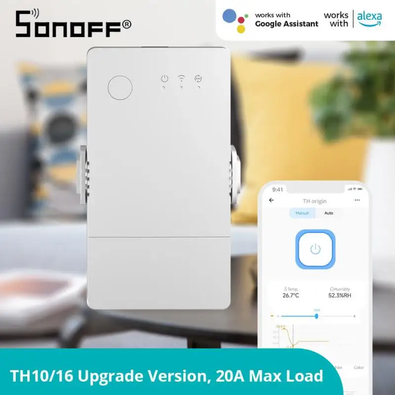 Sonoff Th Origin Wifi Switch Smart Home Controller Temperatura Umidità Monitor Switch 20A Max Sonoff Th10/16 Versione Di Aggiornamento