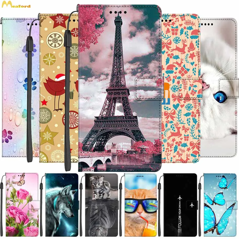 Custodie In Pelle Per Zte Blade A72 L210 Portafoglio Di Lusso Flip Book Cover Per Zte Libero 5G Ii 2 Borse Per Telefono Stand Fundas Cute Painted
