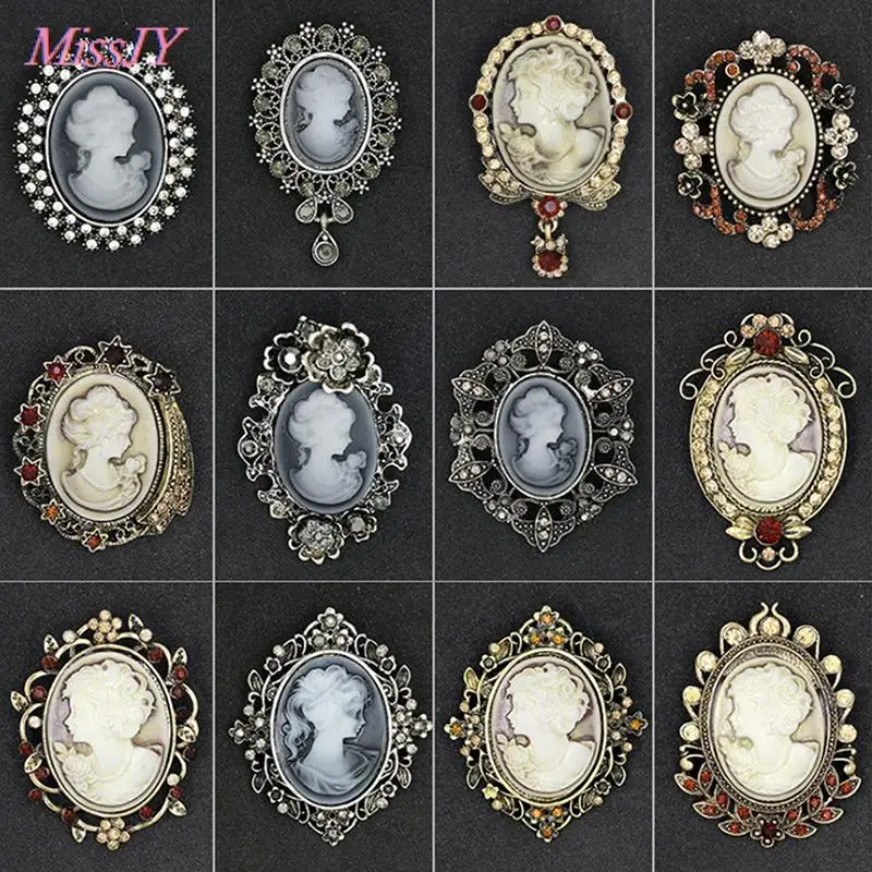 Spille Vintage Cammeo Con Strass Di Cristallo Per Donna Queen'S Cameo Beauty