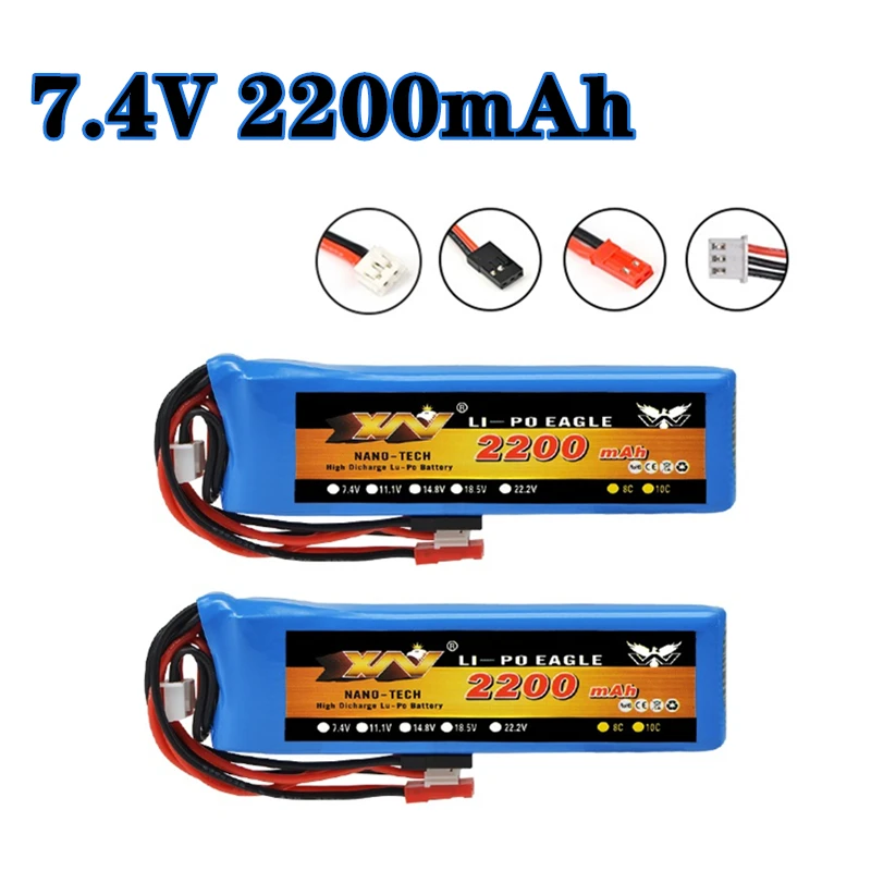 Batteria Lipo 2S 7.4V 2200Mah 8C Per Futaba T6J T8Fg 12Fg Accessori Trasmettitore Telecomando Radio Batteria 7.4V