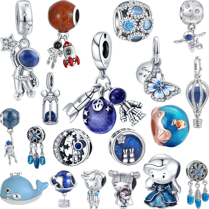 Fit Original Pandora Bracciale Astronaut Series 925 Silver Globe Plane Rocket Beads Handbag Charm Ciondola La Creazione Di Gioielli Per Donna
