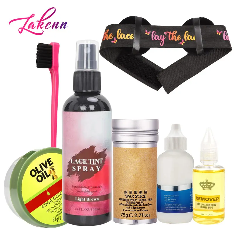Lace Tint Spray Per Parrucche Hair Wax Stick Edges Control Parrucca Colla Adesivi Rimozione Colla Kit Di Installazione Parrucca Set Accessori Per Penn