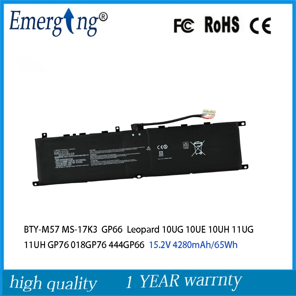15.2V 65Wh Bty-M57 Nuova Batteria Per Laptop Per Msi Gp66 Leopard 10Ug Gp76 Ms-17K3