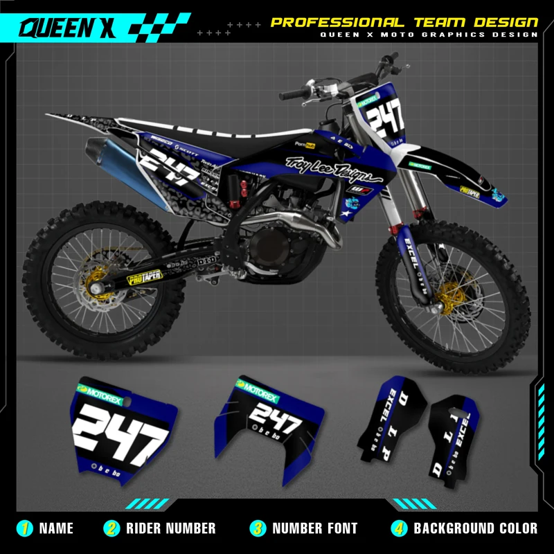 Queen X Motor Custom Team Graphics Decalcomanie Kit Adesivi Per Husqvarna Decal 2019-2022 Tc Fc Tx Fx Fs 20-23 Te Fe 125-450Cc 43
