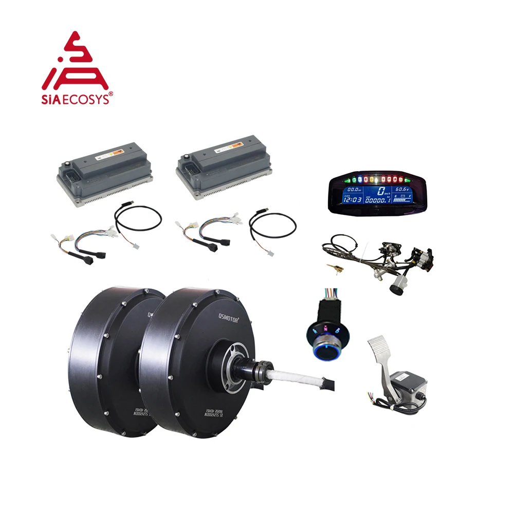 Qsmotor 12 Pollici 5000W 72V 90Kph 2Wd Motore A Doppio Mozzo Con Em200-2Sp Kit Controller Per Auto Atv Elettrica