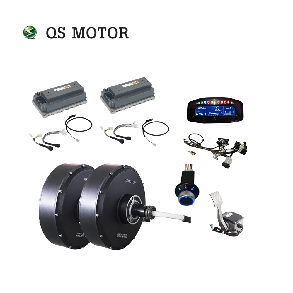 Qsmotor 12*5.0 Pollici 5000W V4 72V 90Kph 2Wd Motore Del Mozzo Ad Albero Singolo Con Em200-2 Kit Di Controllo Per Auto Atv Elettrica