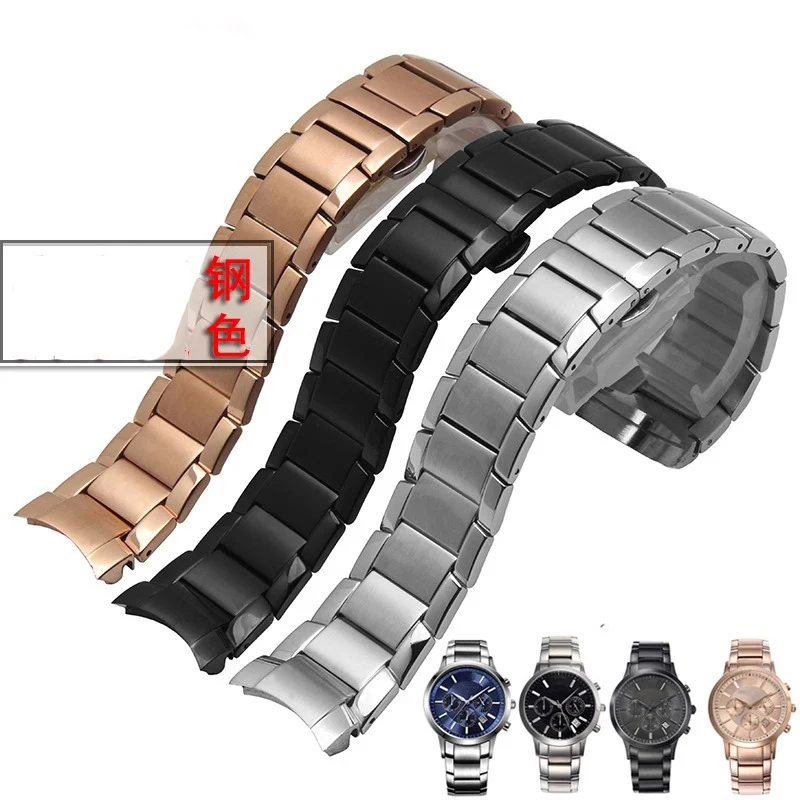 Bracciale A Bocca Ad Arco Solido Per Cinturino Armani Ar2448 2434 1452 2432 2435 Cinturino In Acciaio Inossidabile 22Mm Da Uomo