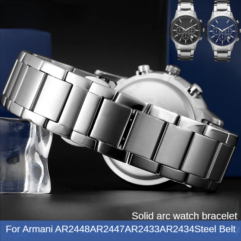 Cinturino Per Orologio In Acciaio Inossidabile 316 Per Armani Ar2448 Ar2447 Muslimsteel Wear Comodo Cinturino In Metallo Accessori 22Mm