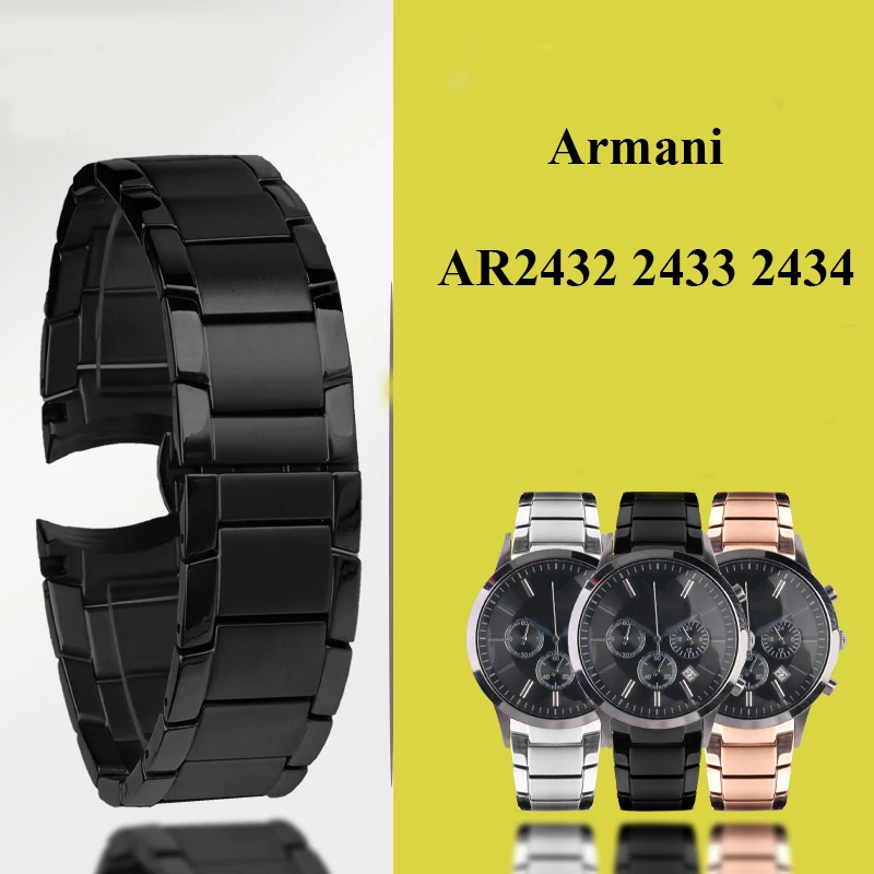 Cinturino Per Orologio In Acciaio Inossidabile Da 22Mm Per Armani Ar2452 Ar2453 Ar2448 Cinturino Per Cinturino Con Fibbia A Farfalla Cinturino In Acci
