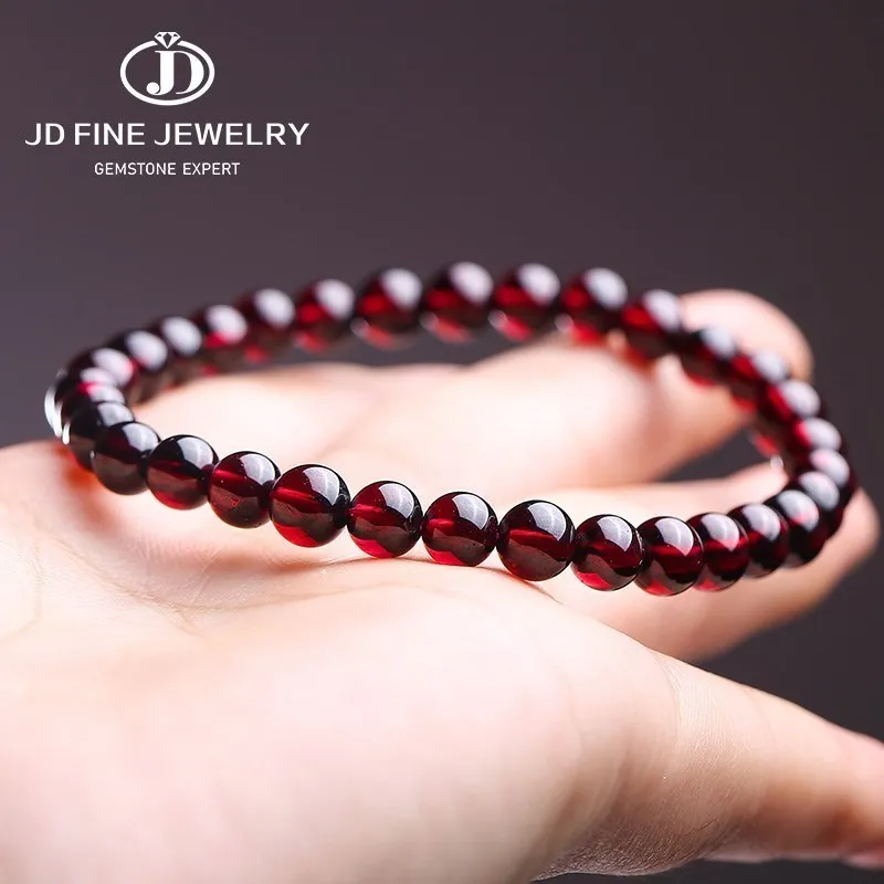 Jd Natural Wine Red Garnet Beaded Bracciale Donna Genunie Charm Red Melograno Yoga Meditation Bangles Reiki Healing Lovers Gift