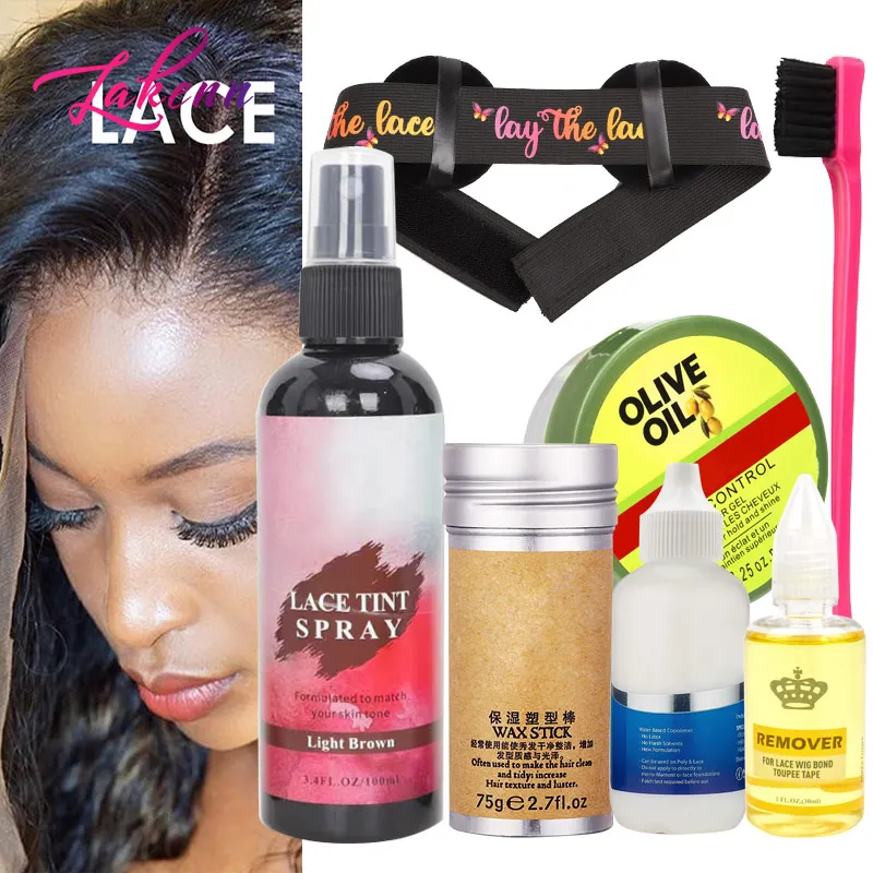 Lace Tint Spray Per Parrucche Hair Wax Stick Edges Control Parrucca Colla Adesivi Rimozione Colla Kit Di Installazione Parrucca Set Accessori Per Penn
