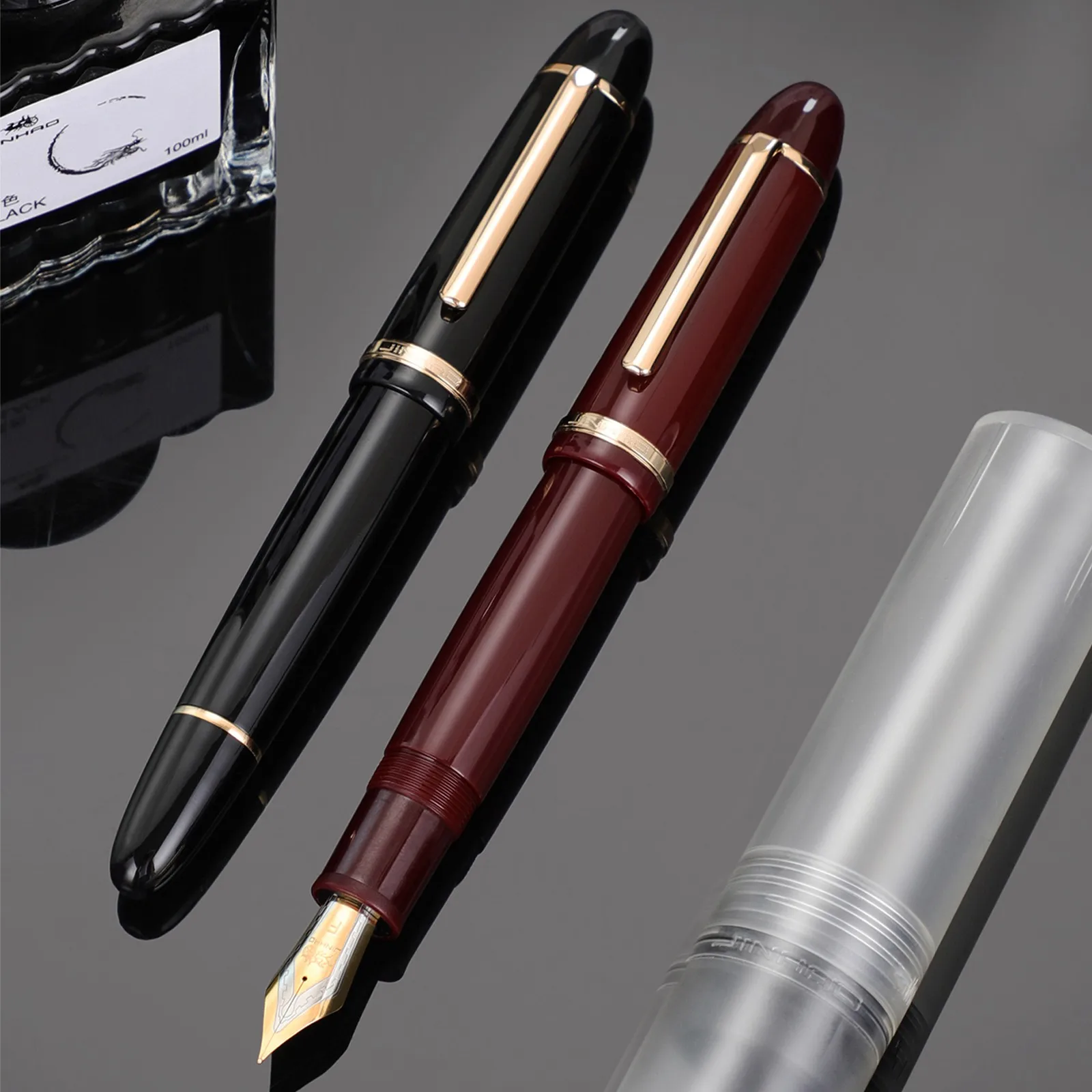 Hot Jinhao X159 Acrylic Fountain Pen With Sliver\Gold Clip Ef F Nibs Writing Ink Pen Students Business Signature Office Supplies