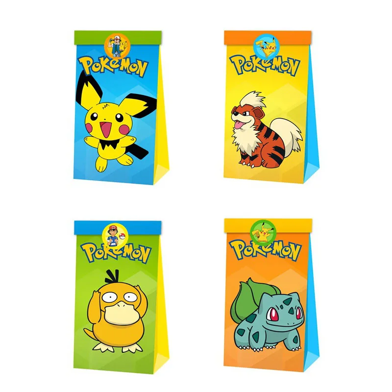 12Pcs Pokemon Pikachu Sacchetto Regalo Candy Loot Bag Cartoon Theme Party Festival Evento Compleanno Decorazione Favore Giocattoli Per Feste