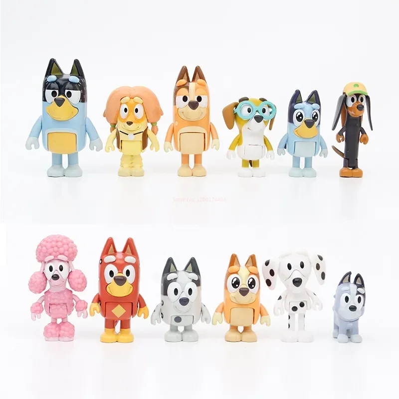 12 Bluey Family Character Model Decorations Cute Puppy Giunti Mobili Decorazioni Mini Pvc Character Model Toys Regali Per Bambini