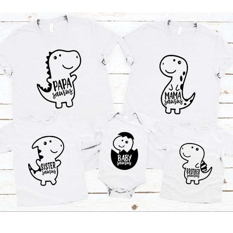 Dinosaur Family Camicie T-Shirt Abbinate Alla Famiglia Abiti Di Compleanno Mama Saurus Papa Saurus Abbigliamento Body Per Bambina