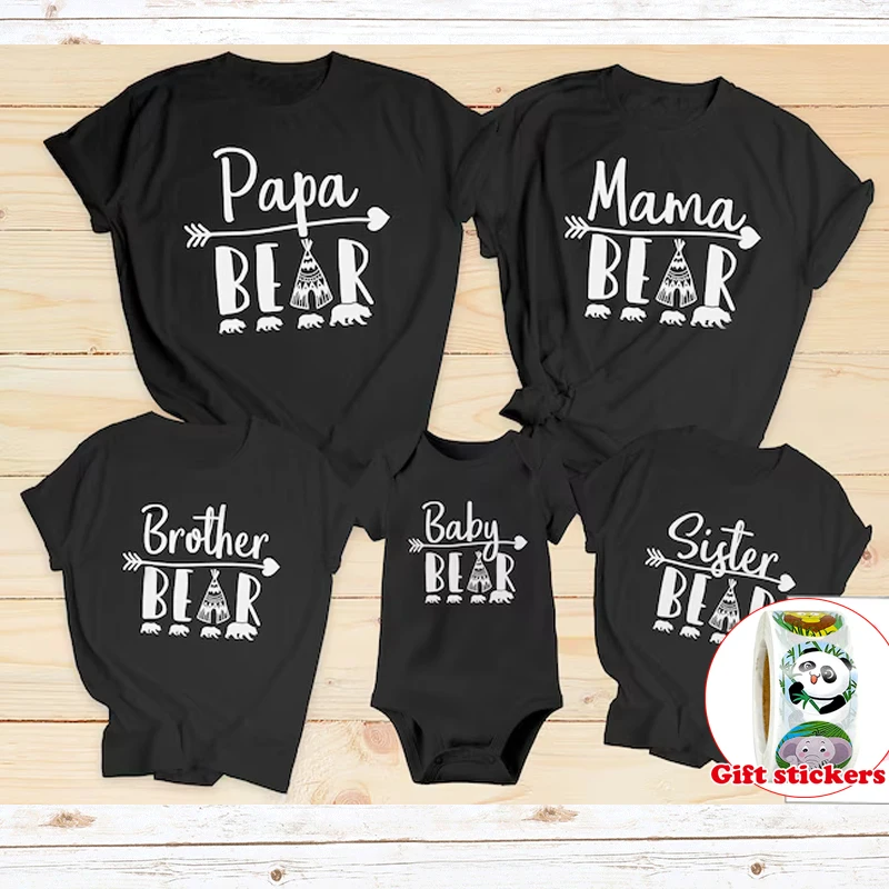 Mama Papa Bear T Shirt Family Baby Bear Magliette Bianche Family Brother Sister Bear T-Shirt Manica Corta Camicie Abbinate Alla Famiglia