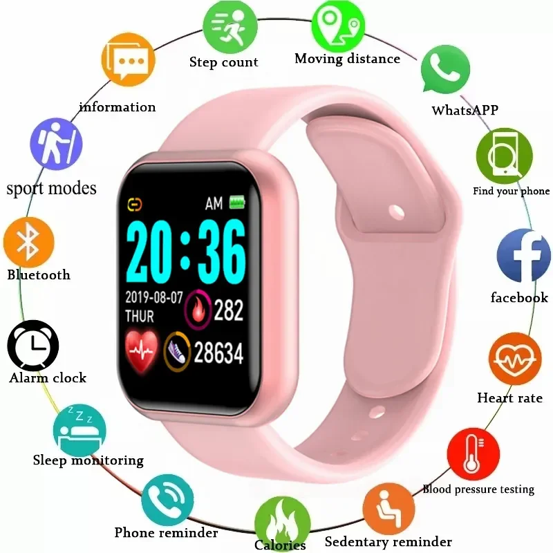 D20 Smart Watch Uomo Donna Bluetooth Connected Phone Music Fitness Sports Sleep Monitor Y68 Smartwatch Relojes Inteligentes